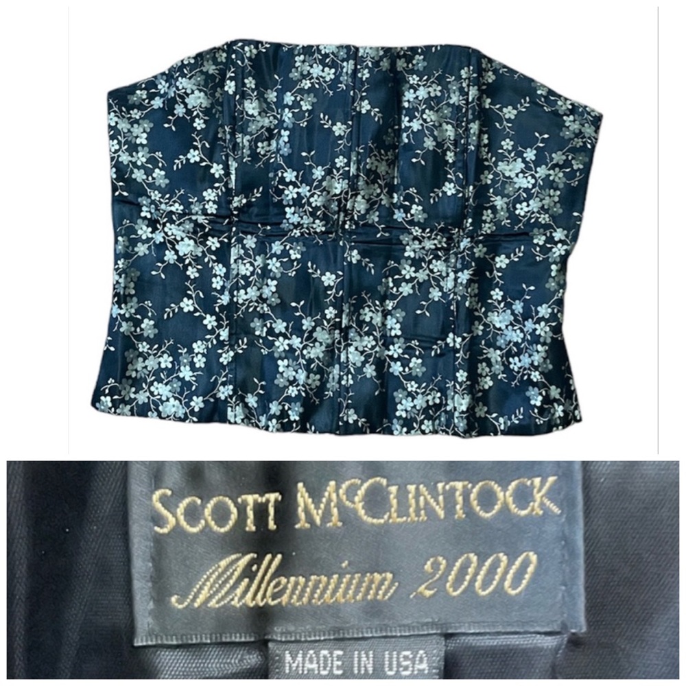 Vintage Scott McClintock Black Floral Strapless Bustier Top